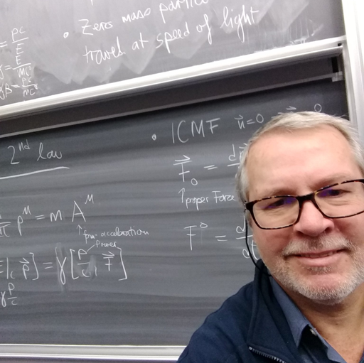 Porträt Franz Muheim mit Physikformeln